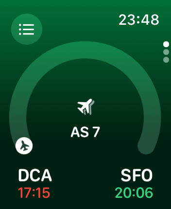 WatchOS user interface for the Flighty application