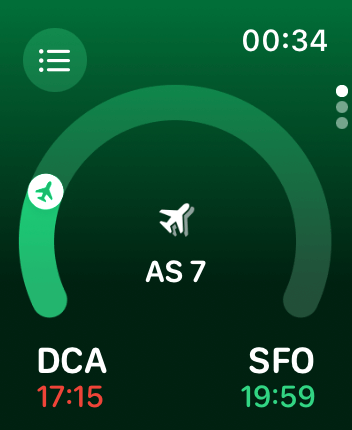 WatchOS user interface for the Flighty application