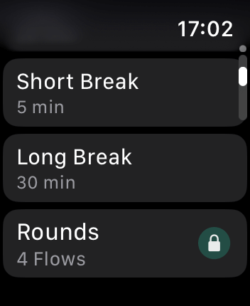 WatchOS user interface for the Flow application