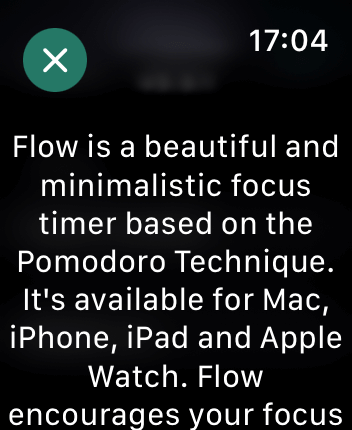 WatchOS user interface for the Flow application
