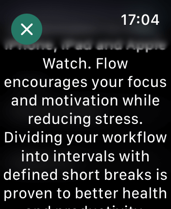 WatchOS user interface for the Flow application