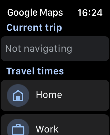 WatchOS user interface for the Google Maps application