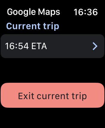 WatchOS user interface for the Google Maps application