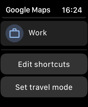WatchOS user interface for the Google Maps application