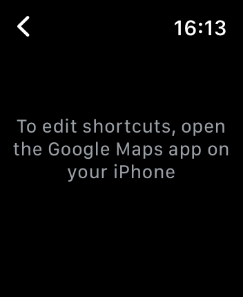 WatchOS user interface for the Google Maps application