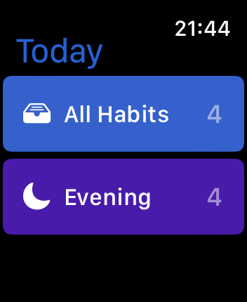 WatchOS user interface for the Habitify application