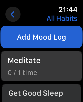 WatchOS user interface for the Habitify application