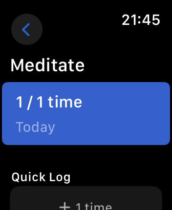 WatchOS user interface for the Habitify application