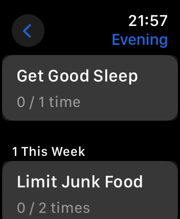 WatchOS user interface for the Habitify application