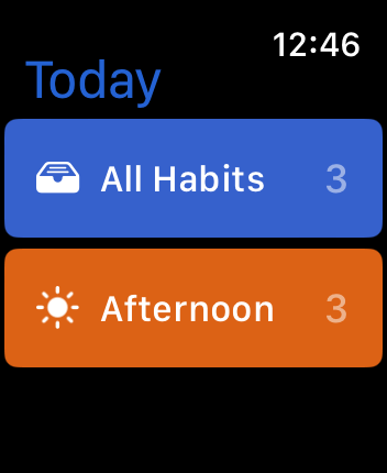 WatchOS user interface for the Habitify application