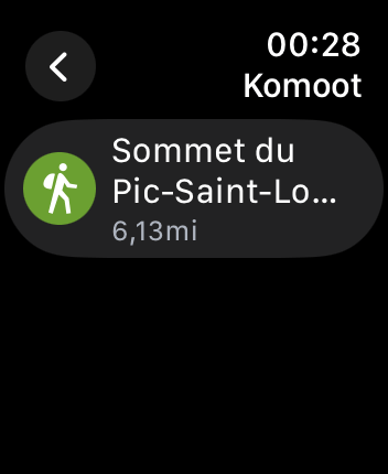 WatchOS user interface for the Komoot application