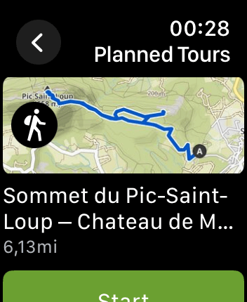 WatchOS user interface for the Komoot application