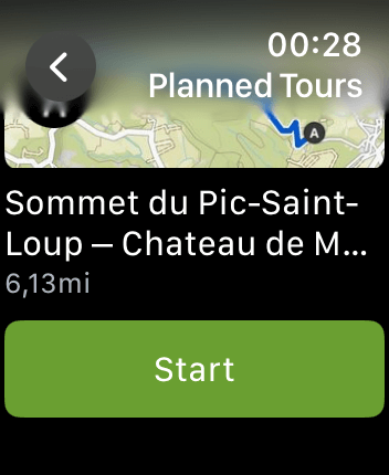 WatchOS user interface for the Komoot application