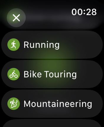 WatchOS user interface for the Komoot application