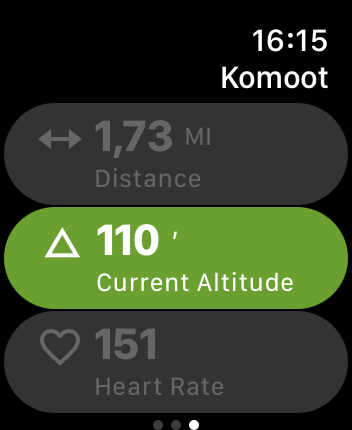 WatchOS user interface for the Komoot application
