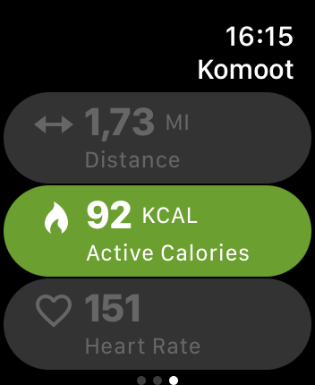 WatchOS user interface for the Komoot application