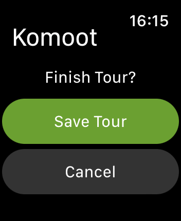 WatchOS user interface for the Komoot application