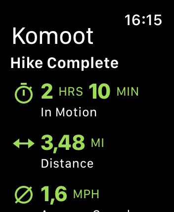WatchOS user interface for the Komoot application