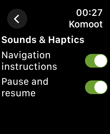WatchOS user interface for the Komoot application