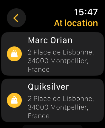WatchOS user interface for the Mapster application