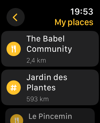 WatchOS user interface for the Mapster application