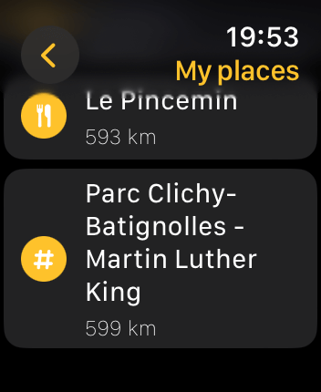 WatchOS user interface for the Mapster application