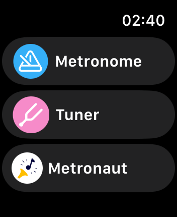 WatchOS user interface for the Metronaut application