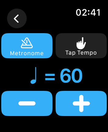 WatchOS user interface for the Metronaut application