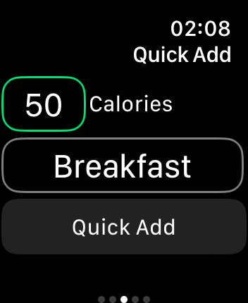 WatchOS user interface for the MyFitnessPal application