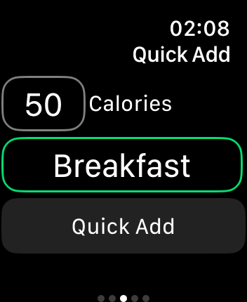 WatchOS user interface for the MyFitnessPal application