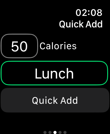 WatchOS user interface for the MyFitnessPal application