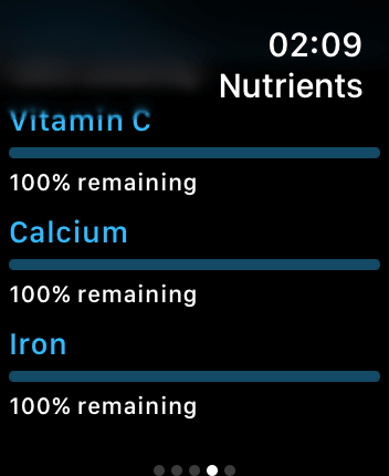 WatchOS user interface for the MyFitnessPal application