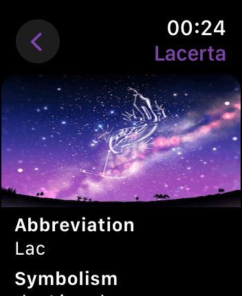 WatchOS user interface for the Night Sky application