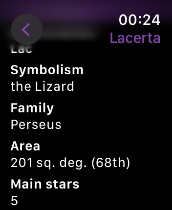WatchOS user interface for the Night Sky application