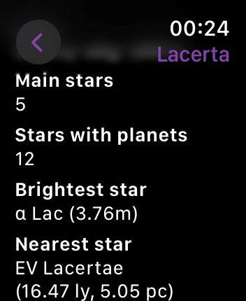 WatchOS user interface for the Night Sky application