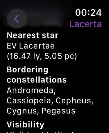 WatchOS user interface for the Night Sky application