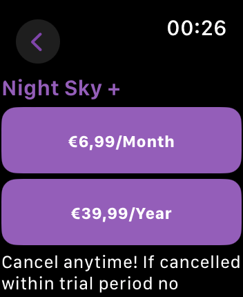 WatchOS user interface for the Night Sky application