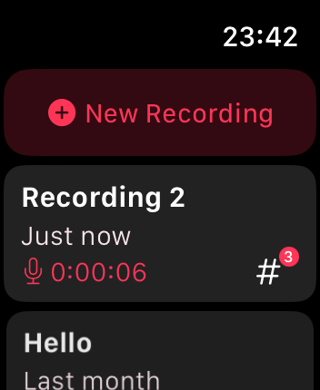 WatchOS user interface for the Noted application