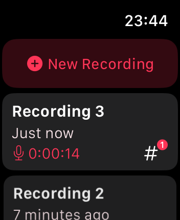 WatchOS user interface for the Noted application
