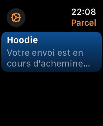 WatchOS user interface for the Parcel application