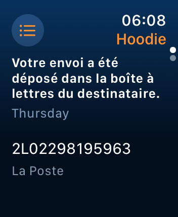 WatchOS user interface for the Parcel application