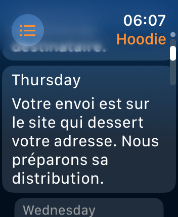 WatchOS user interface for the Parcel application