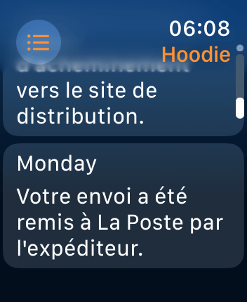 WatchOS user interface for the Parcel application