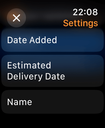 WatchOS user interface for the Parcel application