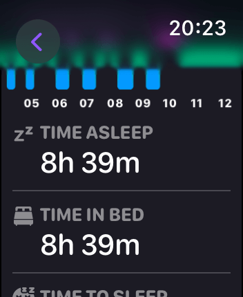 WatchOS user interface for the Pillow application