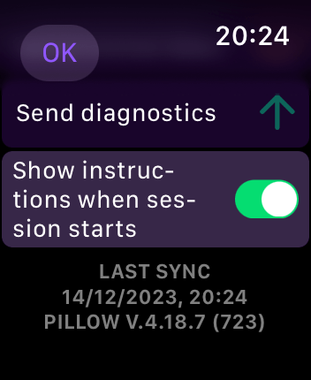 WatchOS user interface for the Pillow application