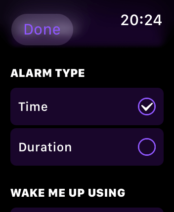 WatchOS user interface for the Pillow application