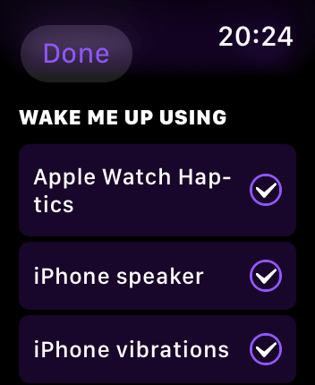 WatchOS user interface for the Pillow application