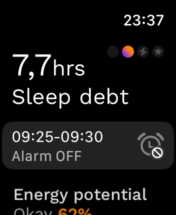 WatchOS user interface for the Rise application