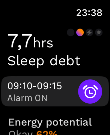WatchOS user interface for the Rise application